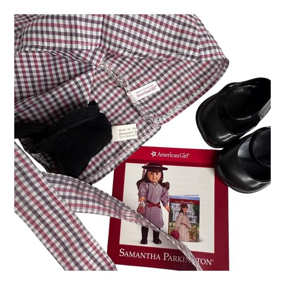 American Girl Samantha Meet Outfit Doll Dress Tights Shoes Bloomers Ribbon Vtg - Picture 3 of 12